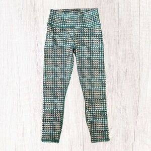 Fabletics NWT High Waisted Powerhold 7/8 Green Herringbone Leggings size Small